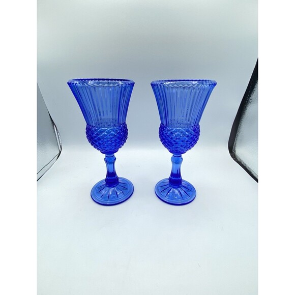 George Washington Fostoria Avon Bicentennial Wine Goblets (Set of 2) Cobalt Blue - Picture 5 of 11